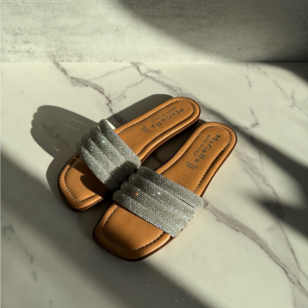MARIELLA Silver and Tan Sandals